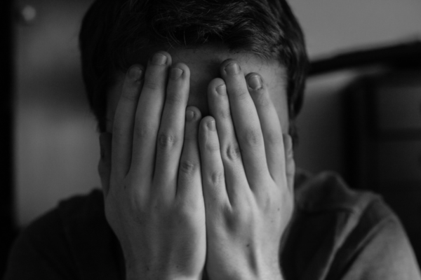 Depression Stress Anxiety Test, hands covering face